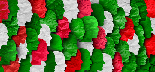Green White And Red National Citizen concept representing Italian Iranian Hungarian Lebanese and...