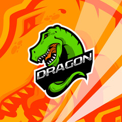 Angry t-rex dinosaur esport gaming mascot logo illustration. Tyrannosaurus rex mascot. © Maenjari