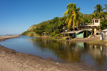 Fototapeta na wymiar Jamaica River st Elizabeth Jamaican beach
