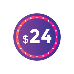 Monthly 24 Dollar price tag or sticker. twenty four dollars sales tag. shopping promotion marketing concept. sale promotion Price Sticker Design
