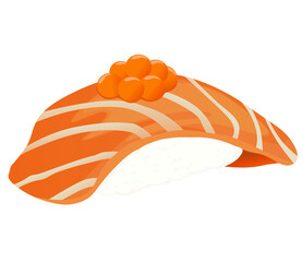 Salmon sushi topping with salmon roe vector