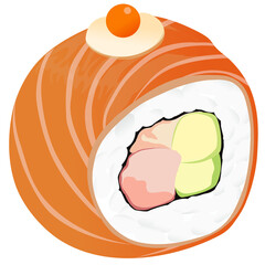 Salmon roll sushi vector illustration