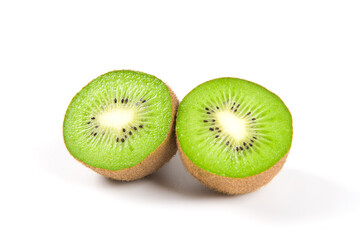Fototapeta na wymiar ripe kiwi fruits with slice isolated on white background