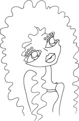 Black and white beauty hair mandala pattern design vector drawing