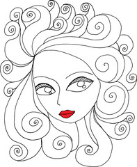 Black and white beauty hair mandala pattern design vector drawing