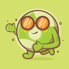 funny billiard ball character mascot running isolated cartoon in flat style design