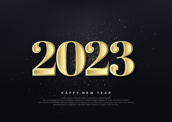 Classic gold number 2023, for the greeting of the 2023 new year celebration.