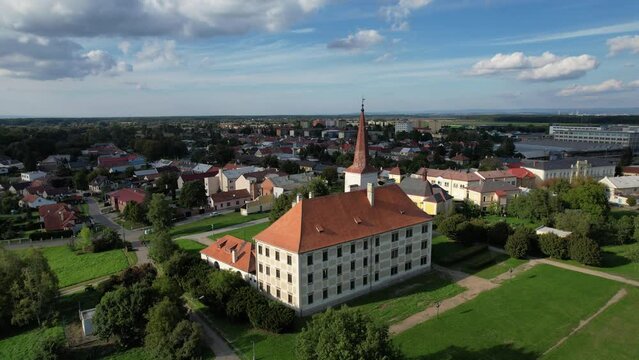 renaissance chateau Chropyne,Moravian region,Czech republic,Europe, aerial panorama landscape view
