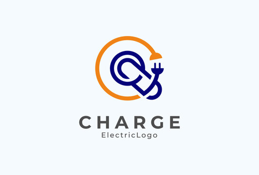 Letter Q Electric Plug Logo, Letter Q and Plug combination, flat design logo template element, vector illustration