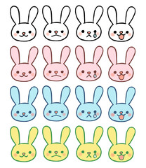 ウサギの喜怒哀楽イラストセット
