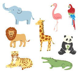 動物園の動物シンプルイラストセット	