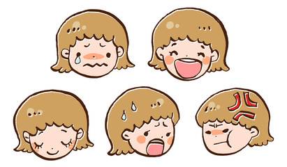 女の子の表情イラストセット