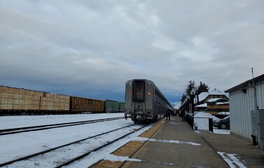 Fototapeta na wymiar train in snow