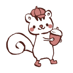 どんぐりを持った子リスのイラスト
