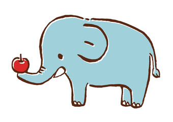 りんごを持った象のイラスト
