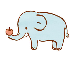 りんごを持った象のイラスト