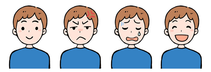 男性の喜怒哀楽イラストセット