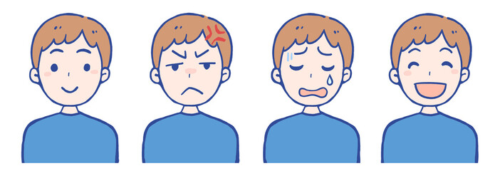 男性の喜怒哀楽イラストセット