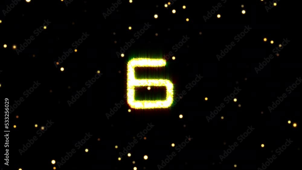 Poster glittering flickering countdown from 10 to 0 second to happy new year greeting with fireworks and go