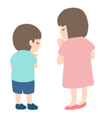 お参りする子どものイラスト