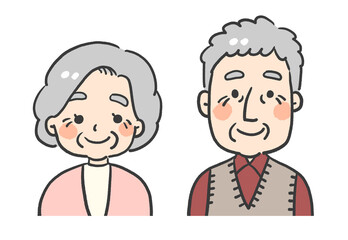笑顔のおじいちゃんおばあちゃんのイラスト	