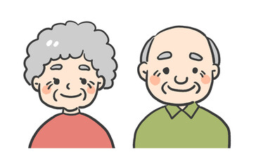 笑顔のおじいちゃんおばあちゃんのイラスト	