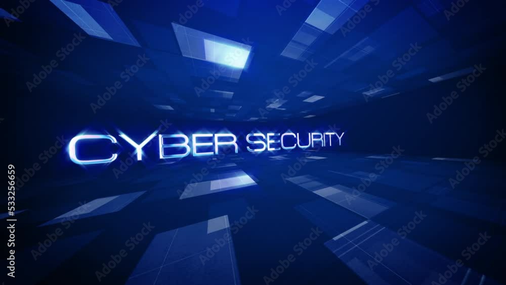 Poster cyber security text science technology futuristic 3d cinematic title background. animation for busin