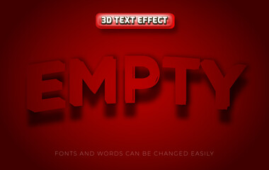 Empty red 3d editable text effect style
