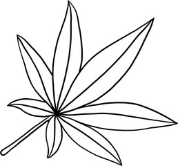 simplicity cannabis leaf freehand drawing flat design.