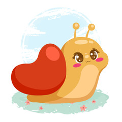 Cute snail character cartoon vector illustration
