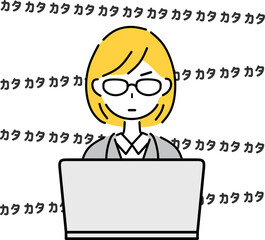 無心でタイピングするビジネスウーマン