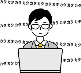 無心でタイピングするビジネスマン