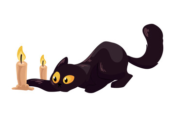 halloween cat with candles