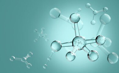 atom for medical science, molecule background. Abstract structure chemical, 3d render illustration