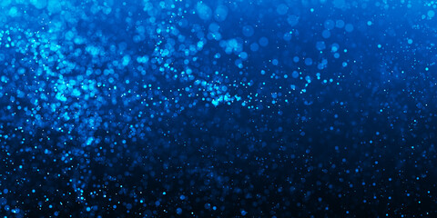 Abstract particle background. Blue dots background. Dust particles. abstract background with blue particles on black. Glowing magical lights, sparkling glittering effect.