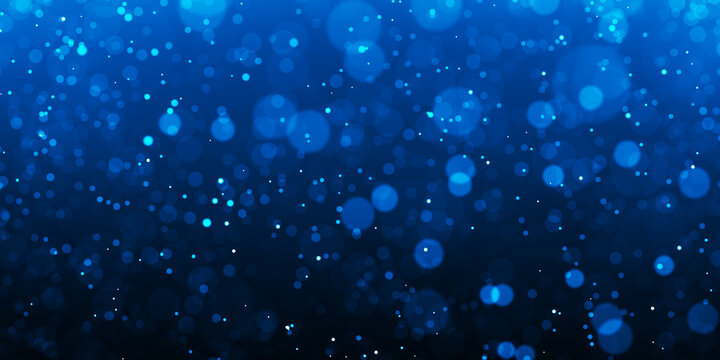 Abstract particle background. Blue dots background. Dust particles. abstract background with blue particles on black. Glowing magical lights, sparkling glittering effect.
