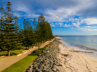 The Busselton Foreshore offers a stretch of white sandy beach, a swimming spot all to yourself and dolphins swimming up and down the bay.