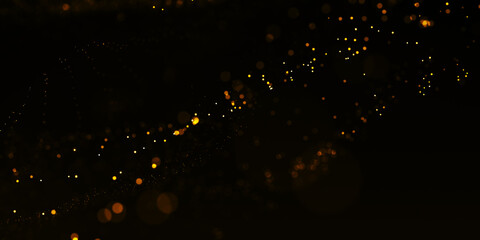 Gold Particle Glitter Luxury Background. Falling gold confetti with magic light. Gold particles...