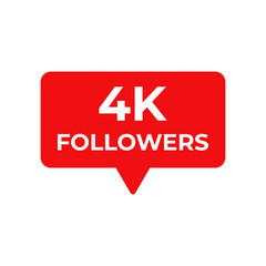4k followers red vector, icon, stamp,logoillustration