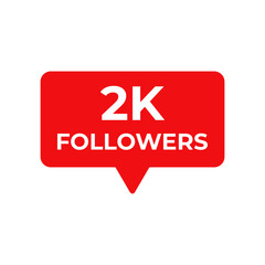 2k followers red vector, icon, stamp,logoillustration