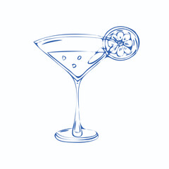 Hand draw alcoholic cocktail Margarita Vector illustration