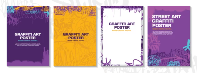 Modern graffiti art poster or flyer design with colorful tags, throw up. Hand-drawn abstract graffiti illustration vector in street art theme © Themeaseven
