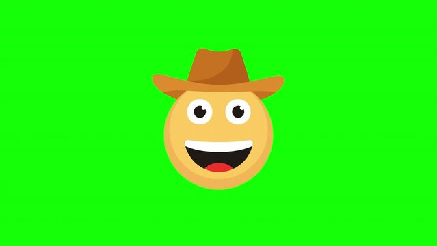 cowboy hat emoji icon, Emoticon , facial expression, loop animation with alpha channel.