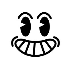 Retro 30s face. Happy character smiles. Art, creativity and cinema of 21st century. Poster or banner for website, reaction and sticker for instant messengers. Cartoon flat vector illustration
