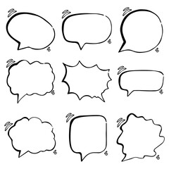 Hand drawn doodle blank speech bubble set
