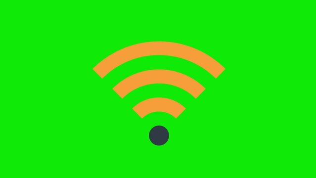 wireless icon Animation. wifi signal animated. loop animation with alpha channel, green screen.