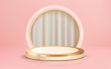 3d flower with abstract scene background yellow podium yellow curtain background product presentation mock up show