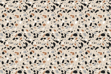 Terrazzo flooring vector seamless pattern. Texture of classic Italian type of floor in Venetian style composed of natural stone, granite, quartz, marble, glass and concrete