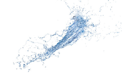 3d clear blue water scattered around, water splash transparent, 3d render illustration