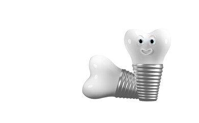 3d dental implant isolated, 3d render illustration